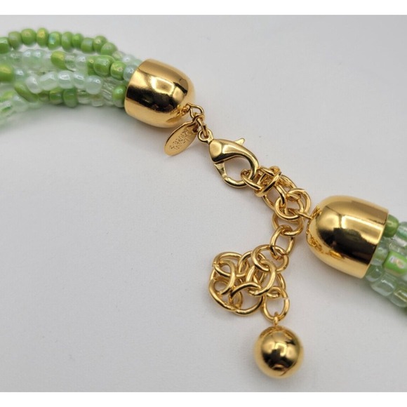JOAN RIVERS QVC‎ GREEN CORAL DISCS MULTI STRAND NECKLACE SIGNED VINTAGE - Picture 2 of 2